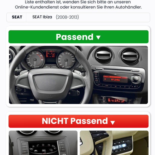 Car Stereo with Apple CarPlay & Android Auto for 2008-2013 SEAT Ibiza (Model: IBIZA-BQ20-SEAT)
