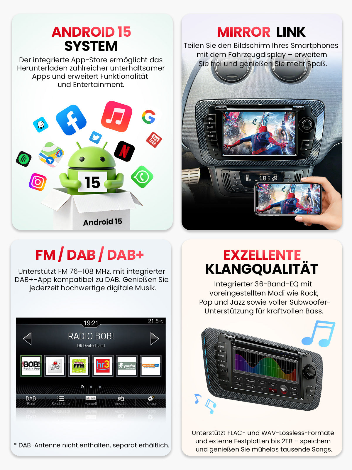 Car Stereo with Apple CarPlay & Android Auto for 2008-2013 SEAT Ibiza (Model: IBIZA-BQ20-SEAT)