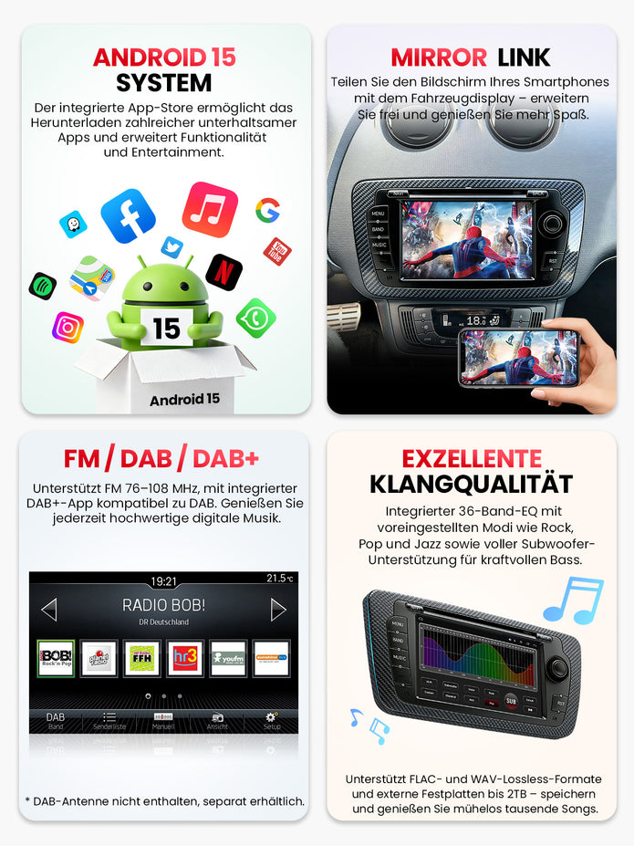 Car Stereo with Apple CarPlay & Android Auto for 2008-2013 SEAT Ibiza (Model: IBIZA-BQ20-SEAT)