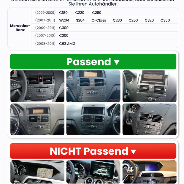 Car Stereo with Apple CarPlay & Android Auto for 2007-2011 Mercedes-Benz C-Class (Model: K811A-BQ20-MB-C)