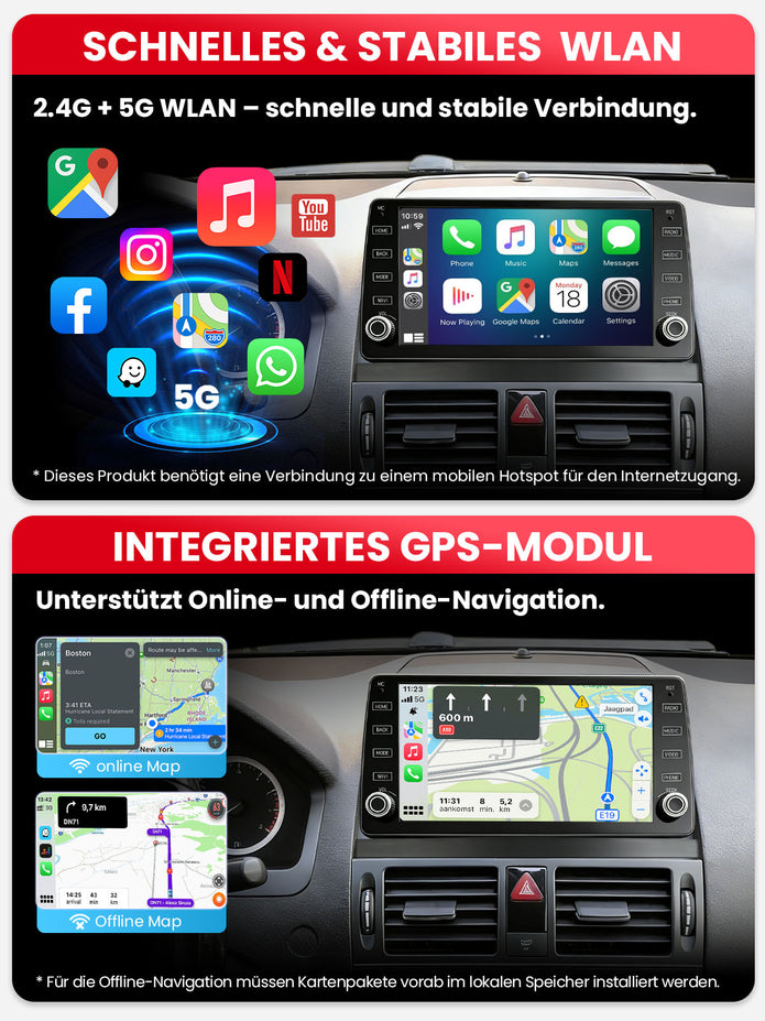 Car Stereo with Apple CarPlay & Android Auto for 2007-2011 Mercedes-Benz C-Class (Model: K811A-BQ20-MB-C)