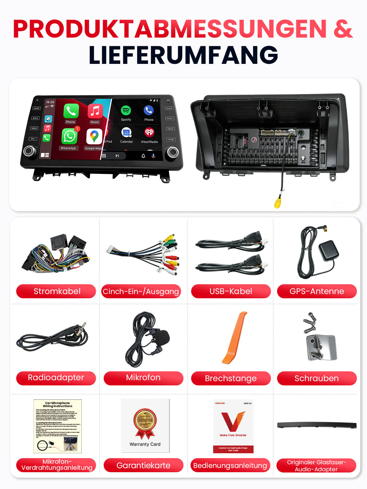 Car Stereo with Apple CarPlay & Android Auto for 2007-2011 Mercedes-Benz C-Class (Model: K811A-BQ20-MB-C)