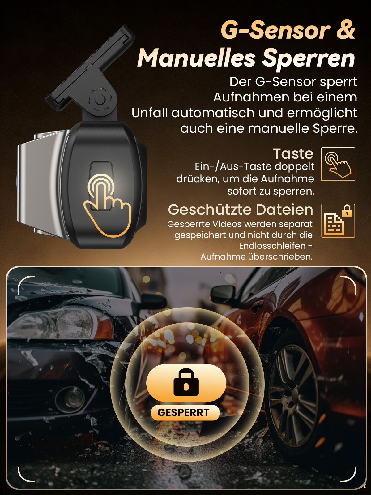 X3 4K+1080P Dash Cam Front and Rear, 5G WiFi, Metallic Gold