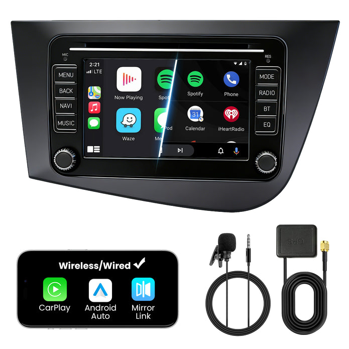 Car Stereo with Apple CarPlay & Android Auto for 2005-2012 SEAT Leon (Model: 7773B-LEON-BQ20-SEAT)