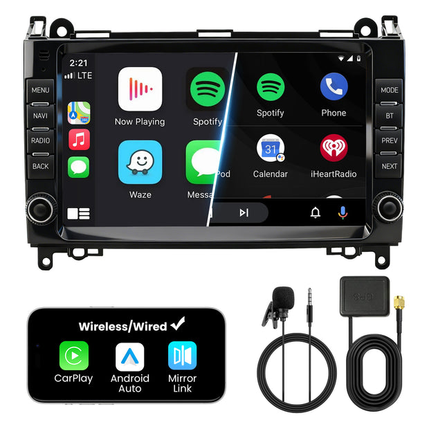 Car Stereo with Apple CarPlay & Android Auto for Mercedes-Benz A-Class(W169), B-Class(W245), Sprinter(W906) (Model: XT04-BQ20-MB-B)