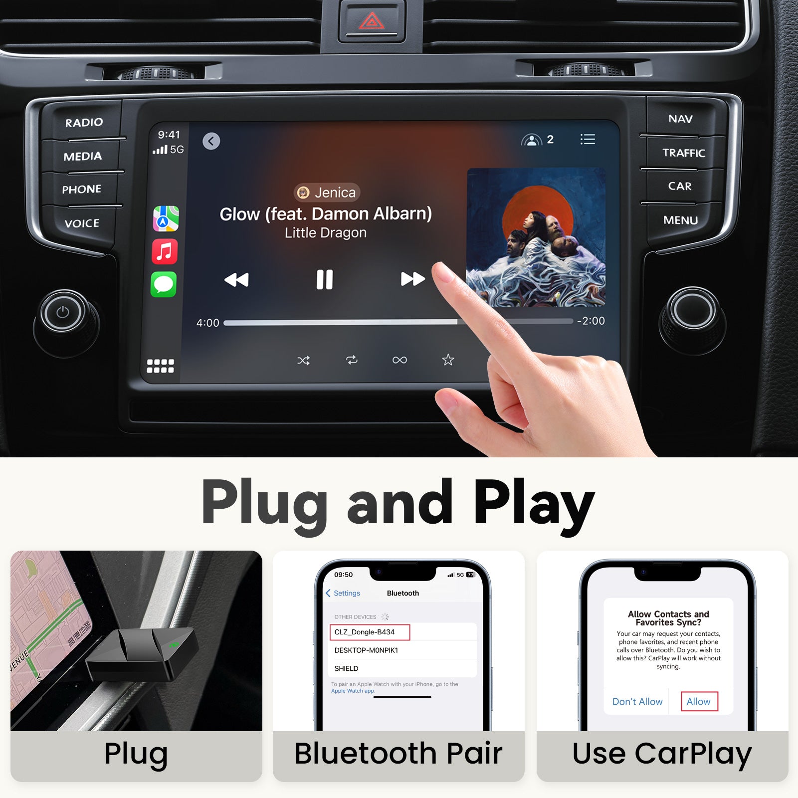 T1 Adaptateur CarPlay Sans Fil