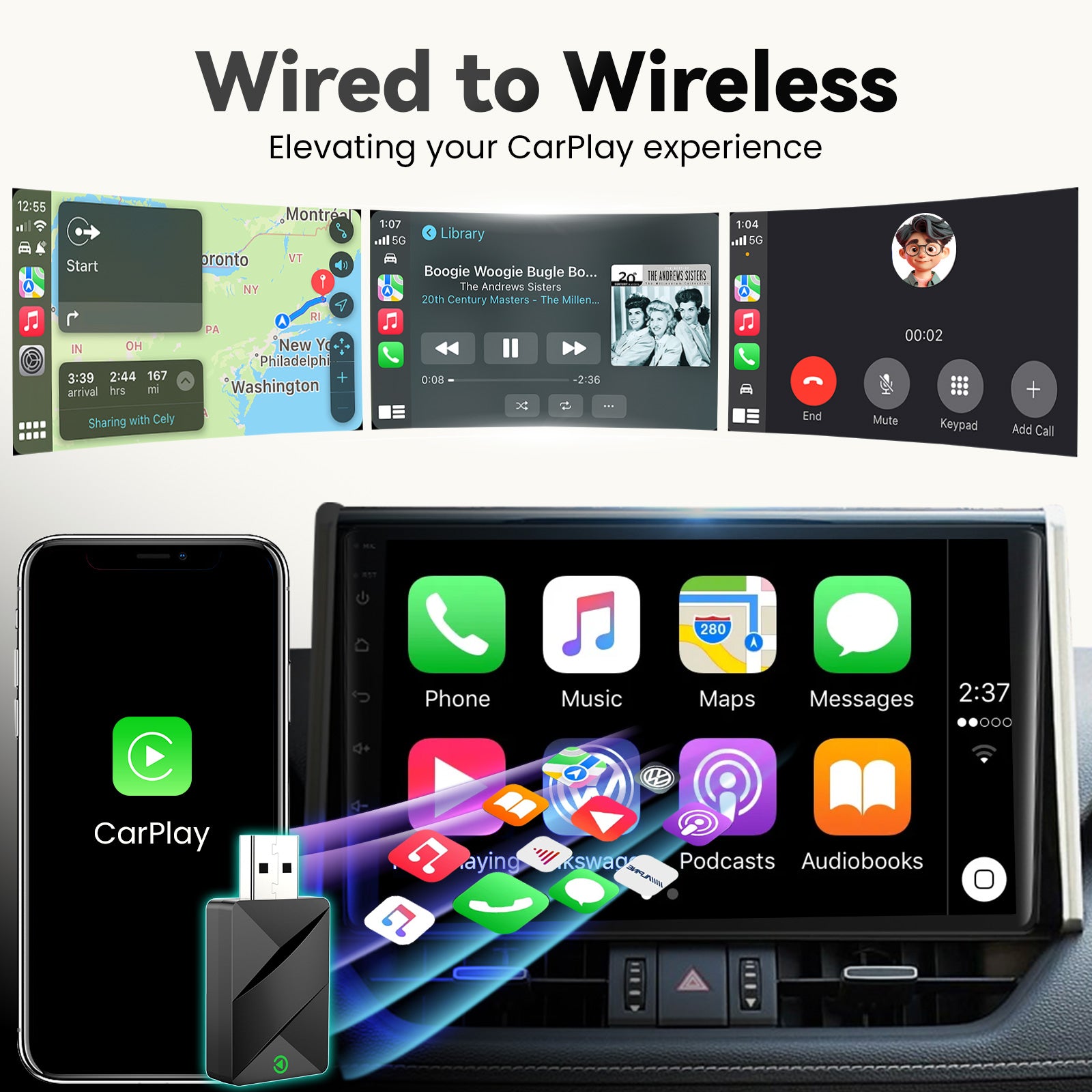 T1 Adaptateur CarPlay Sans Fil