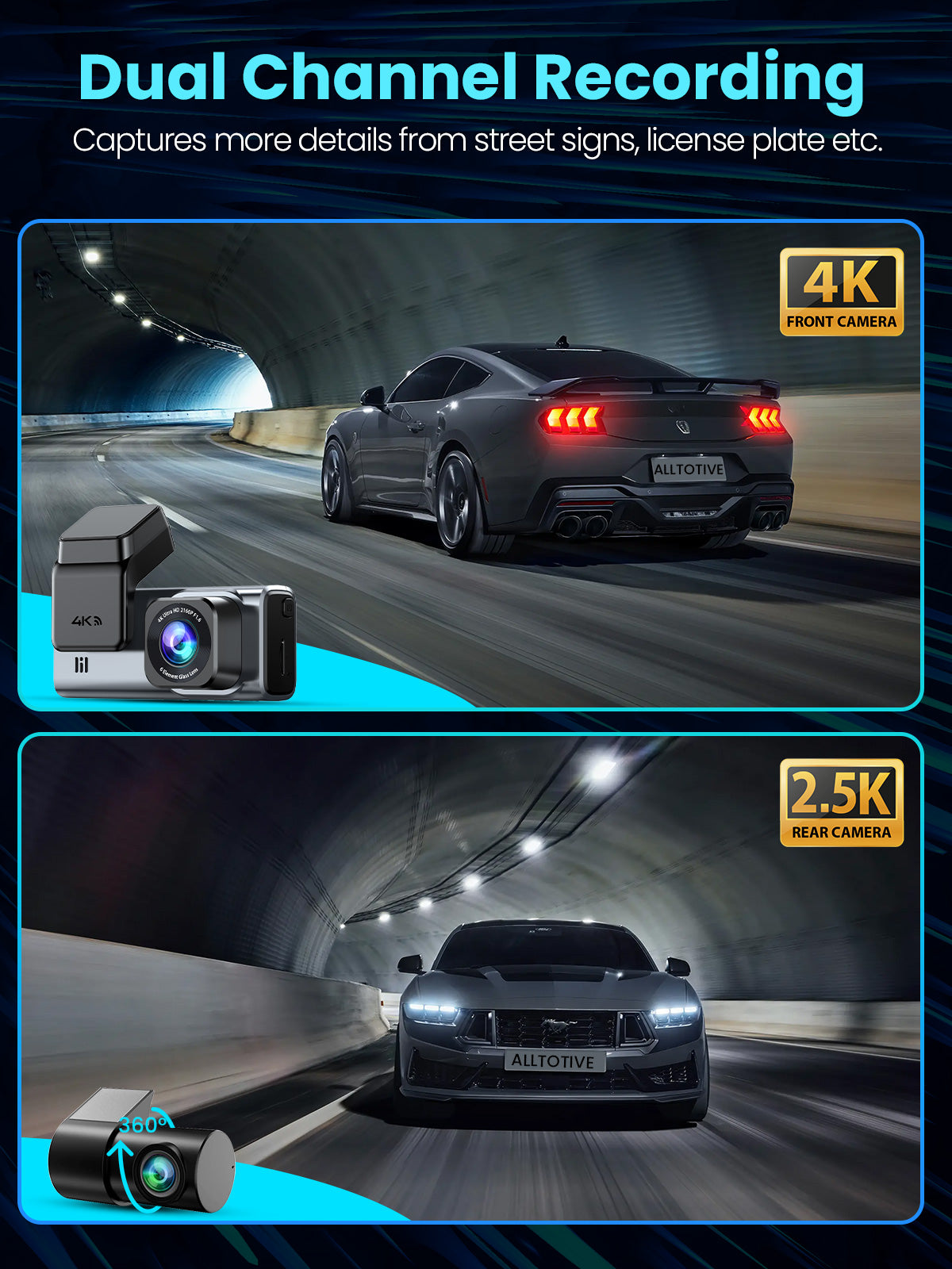 R5 Pro 4K+2.5K Dash Cam with 5G WiFi & GPS